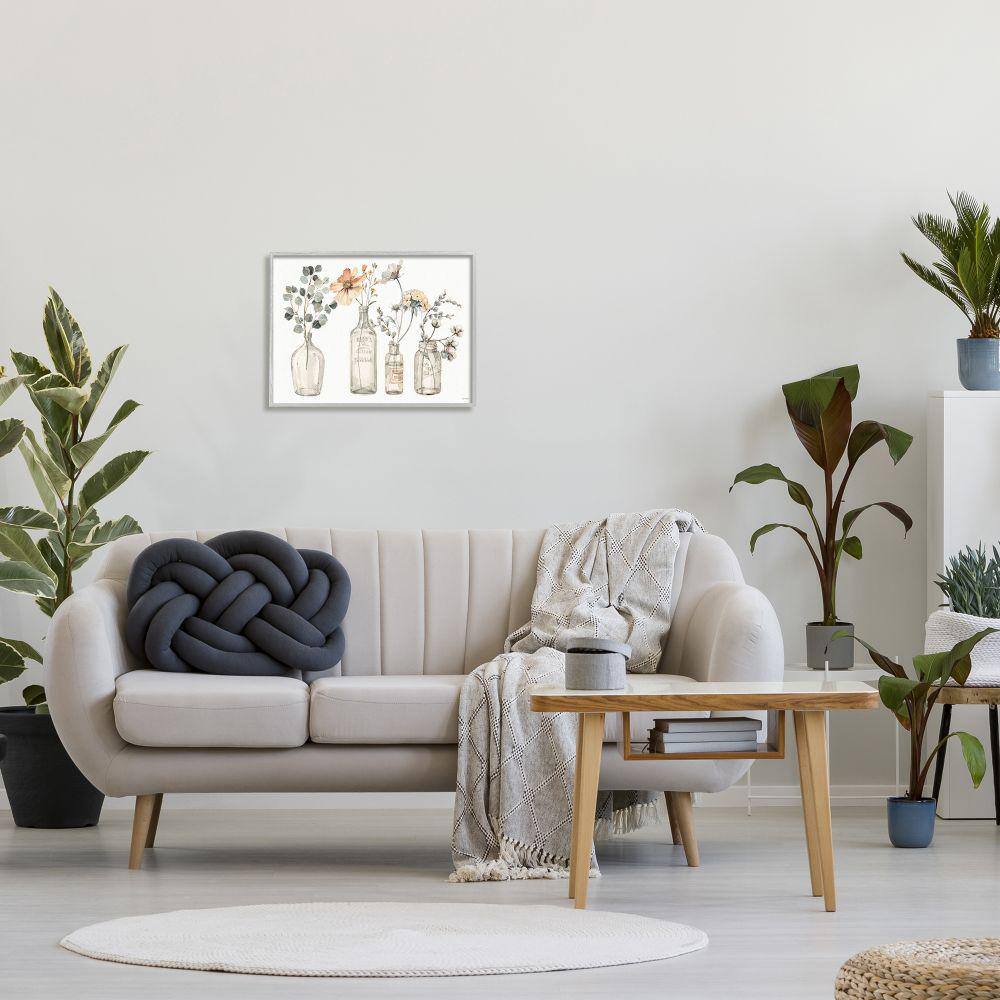 Gray Framed Floral Bouquet Giclee Canvas Wall Art