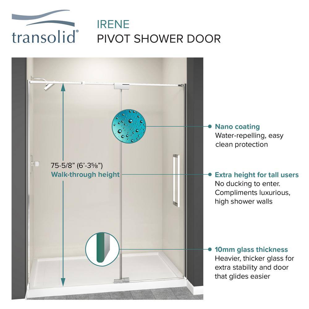 Matte Black 36" x 76" Frameless Pivot Shower Door with Clear Glass