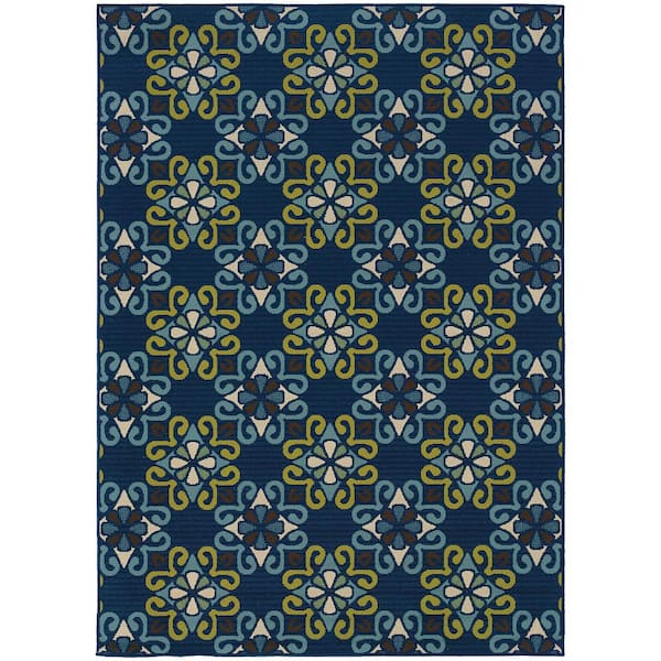Stargaze Navy Doormat 3 ft. x 5 ft. Outdoor Patio Area Rug