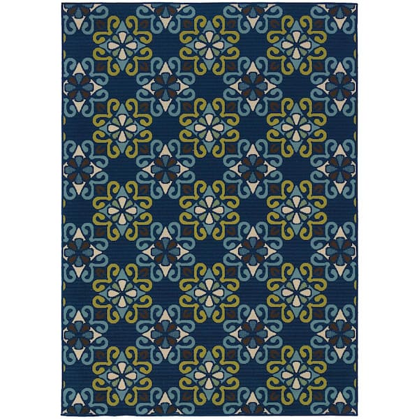 Home Decorators Collection Stargaze Navy  Doormat 3 ft. x 5 ft. Outdoor Patio Area Rug