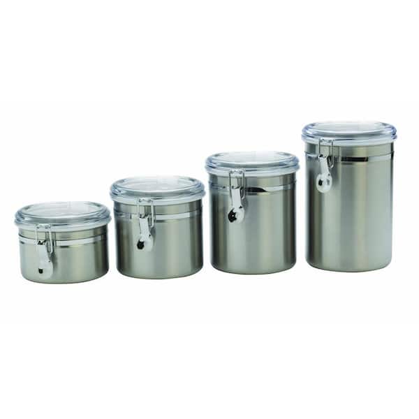 Anchor Hocking 4-Piece Stainless Steel Canister Set Clear Lids