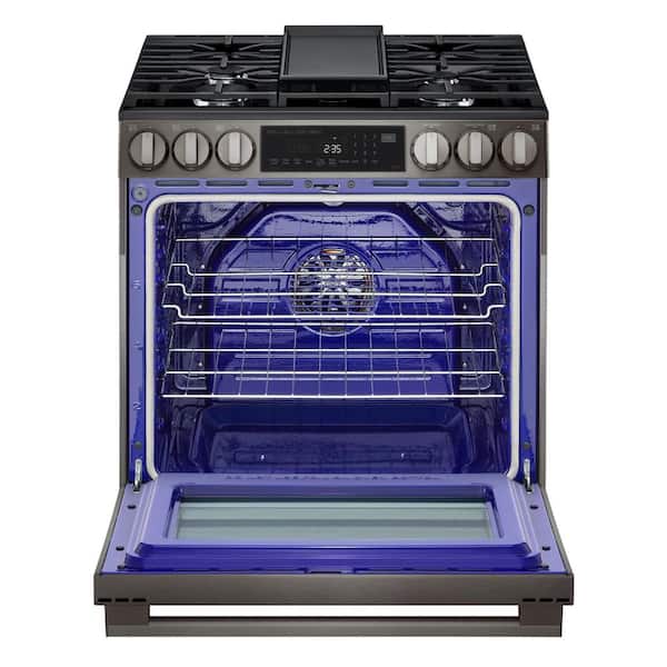 30 in. 5 Burners Slide in Gas Range in Black Stainless Steel with ProBake Convection
