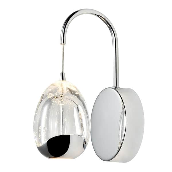 VONN Lighting Venezia 1-Light Polished Chrome ETL Certified Integrated LED Wall Sconce Lighting Fixture with Clear Glass Globe Shade