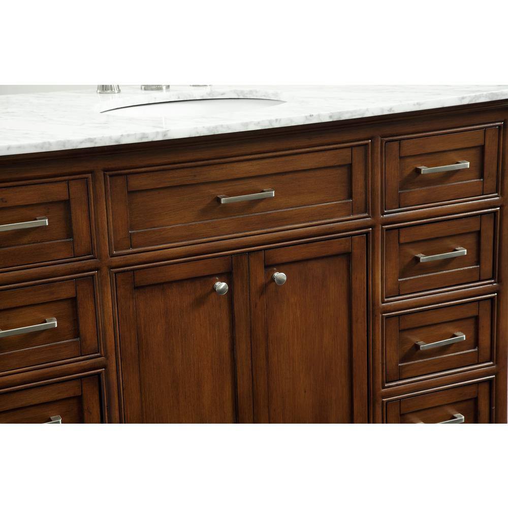 Contemporary Teakwood 48" Vanity with Carrara White Marble Top