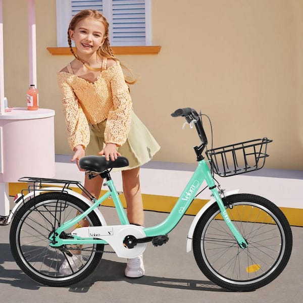 Cesicia 20 in. Green Steel Frame Kids Bike 1-Speed with Coaster