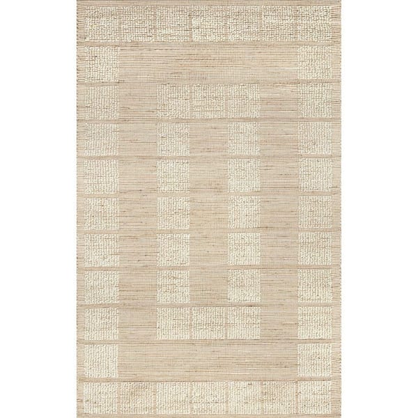 Oden Textured Jute Wool Ivory 10 ft. x 14 ft. Indoor/Outdoor Patio Rug