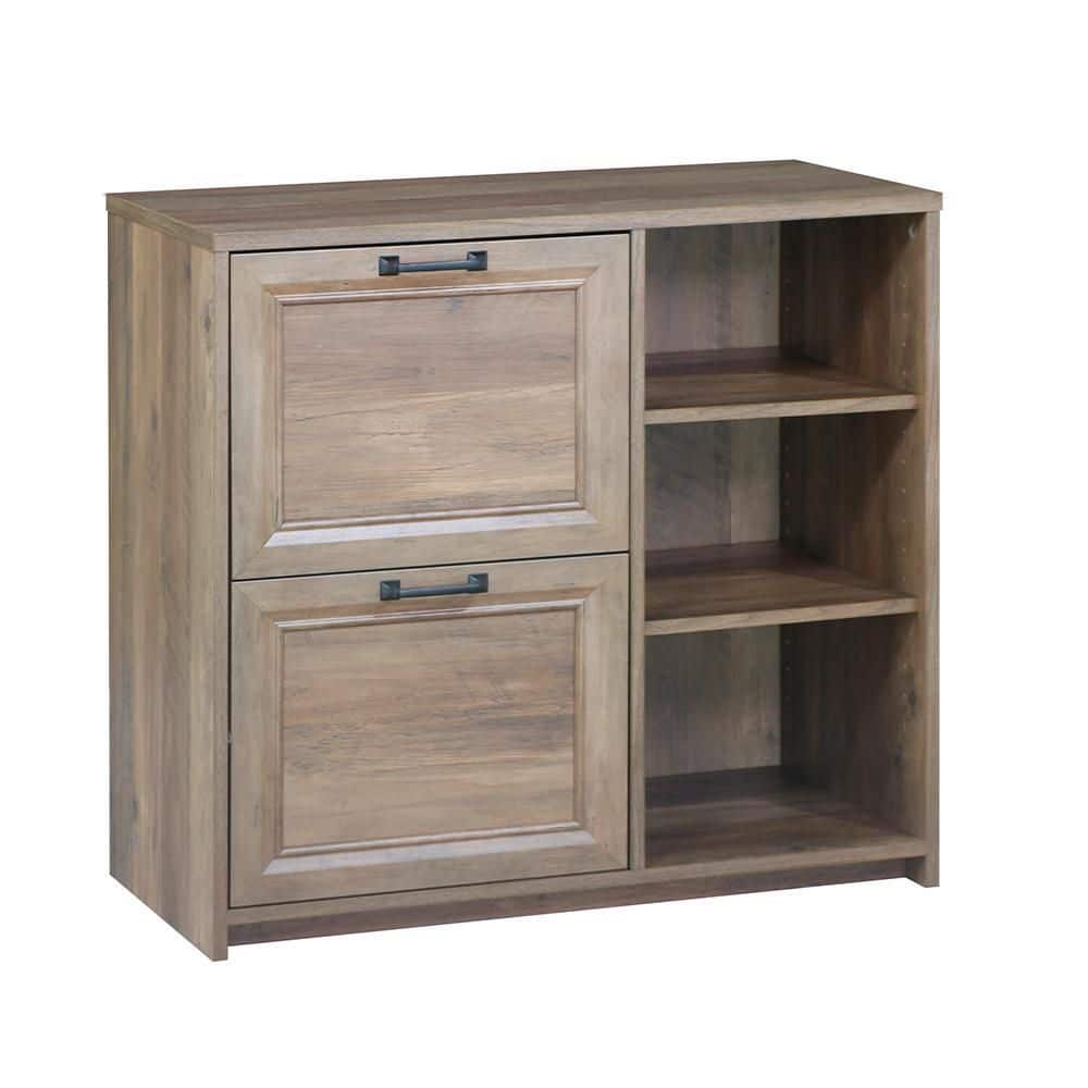 Oak 2-Drawer File Cabinet with 3 Shelves
