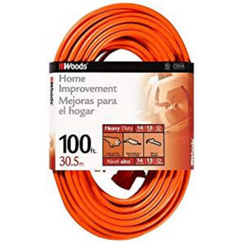 Husky 100 ft. 14/3 SJTW Orange MediumDuty Extension Cord 627 The