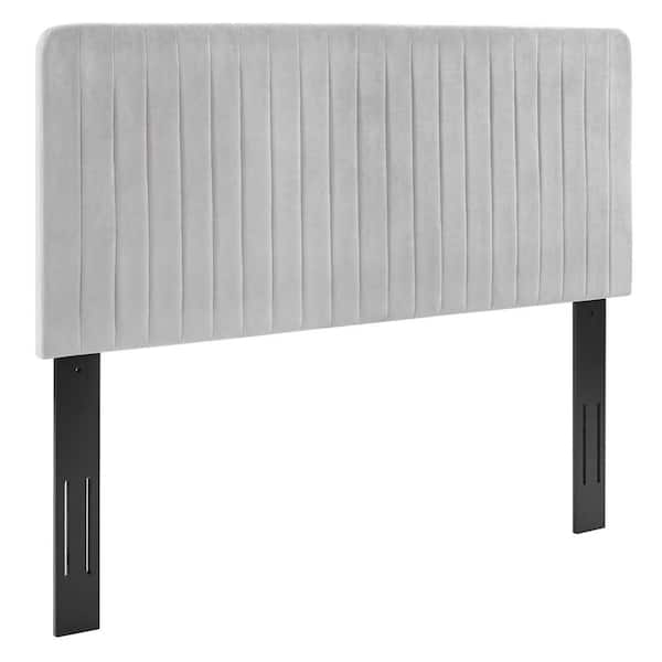 MODWAY Milenna Light Gray Channel Tufted Performance Velvet Twin Headboard