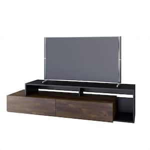 Paisley 72 in. Truffle and Black TV Stand with 2 Drawers Fits TV's up to 80 in. with Cable Management