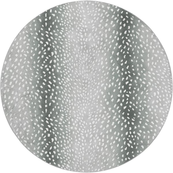 Dream Shag Premium Machine Washable Abstract ADS44 Gray 8 ft. x 8 ft. Round Rug