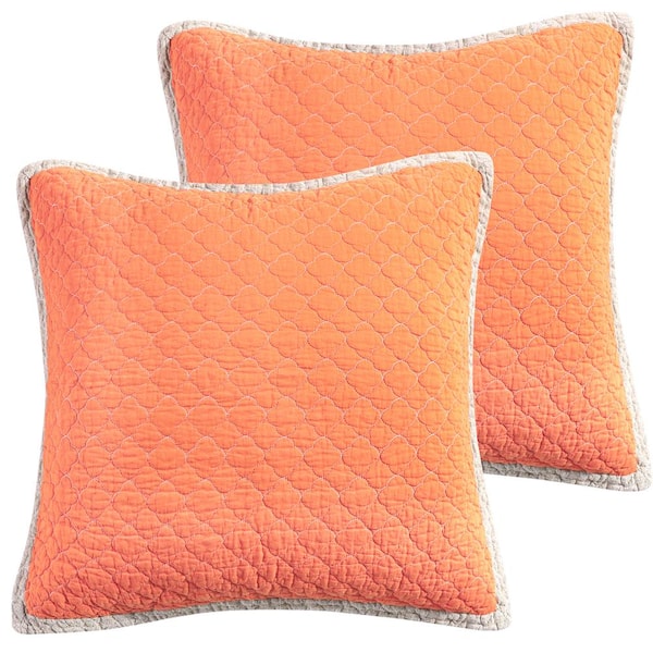 LEVTEX HOME Amelie Orange Quilted Cotton Euro Sham (Set of 2)