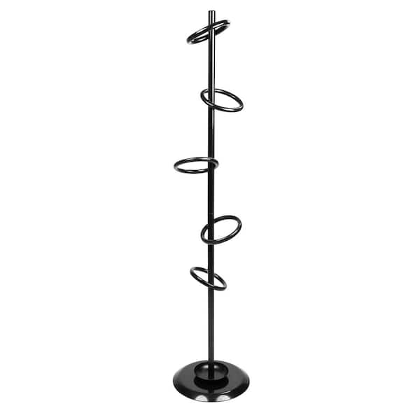 Mind Reader Black Metal Freestanding Coat Rack, Hat, Scarf, Umbrella Holder with 5-Hooks
