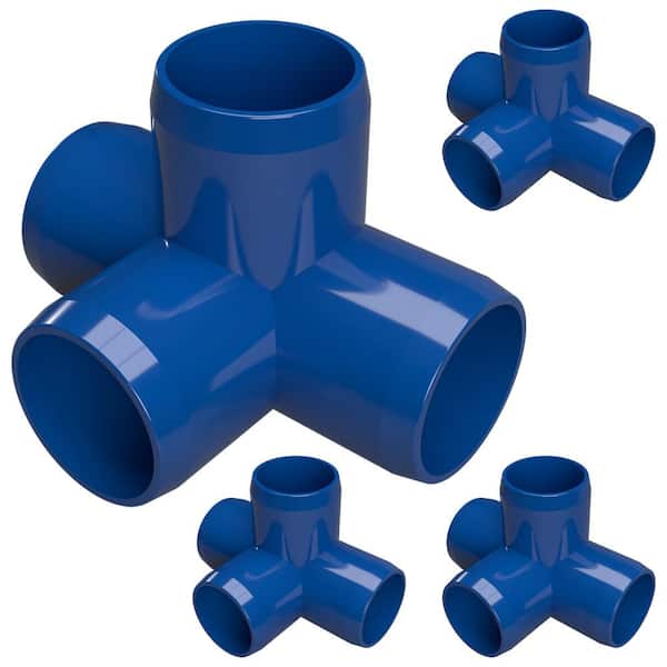Formufit 1 in. Furniture Grade PVC 4-Way Tee in Blue (4-Pack)