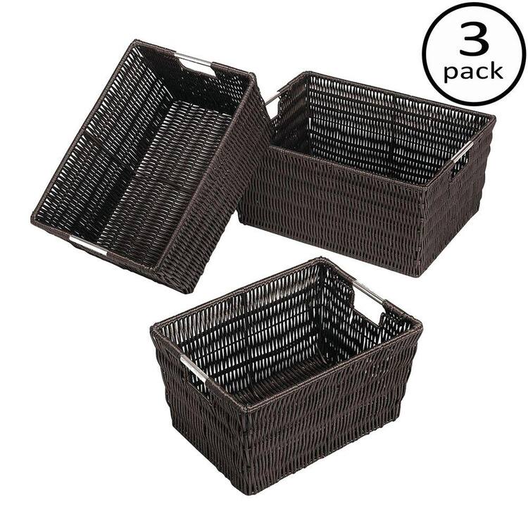 Whitmor 6 Qt. 14.75 in. x 6.50 in. Rattique Baskets (3-Pack)
