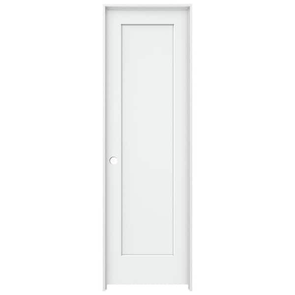 JELD-WEN 24 in. x 80 in. Madison White Painted Right-Hand Smooth Solid Core Molded Composite MDF Single Prehung Interior Door