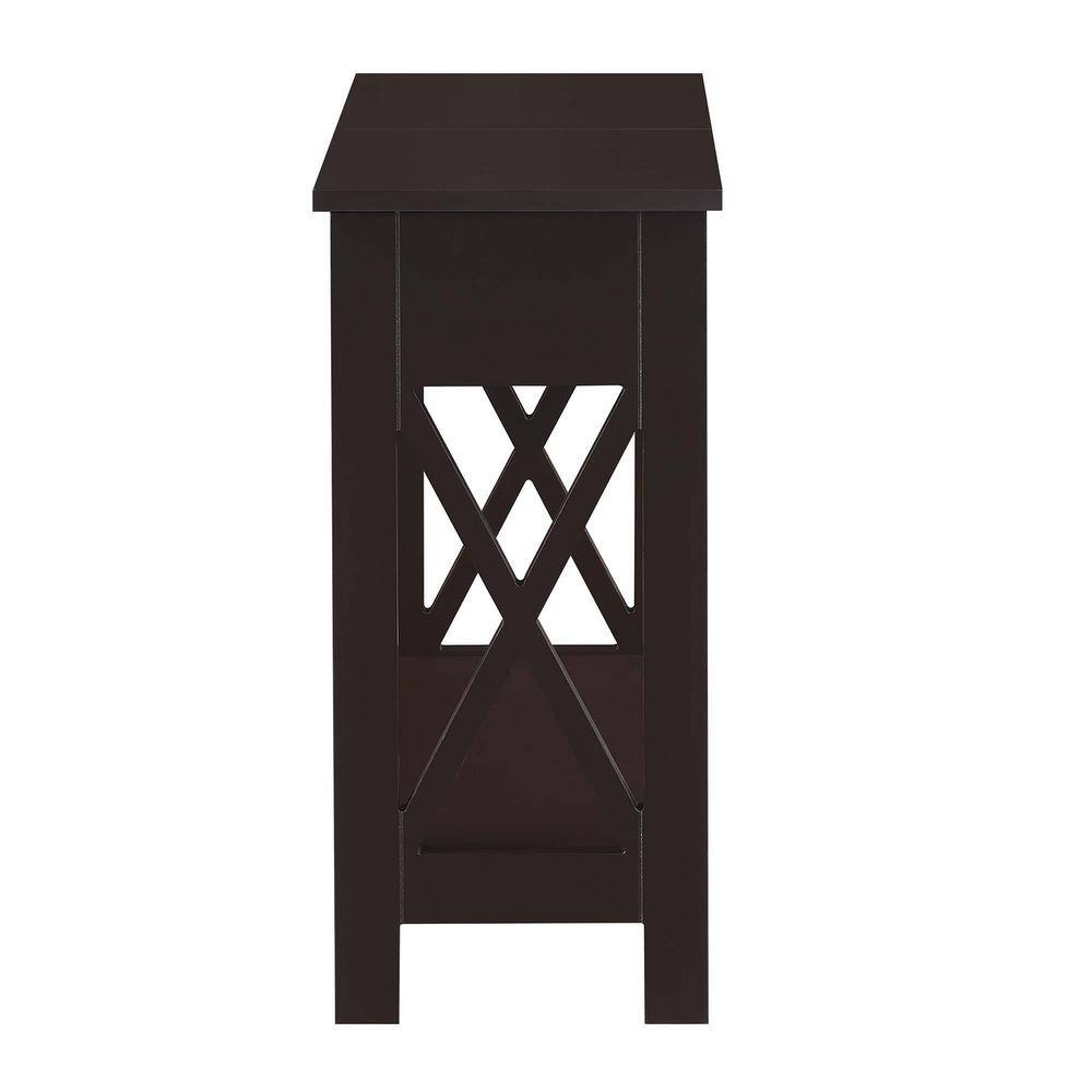 Espresso Wood End Table with Storage and Charging Station