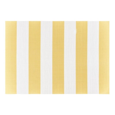 Cabana Stripe 19 in. x 13 in. Yellow 100% Textilene Placemats (Set of 4)