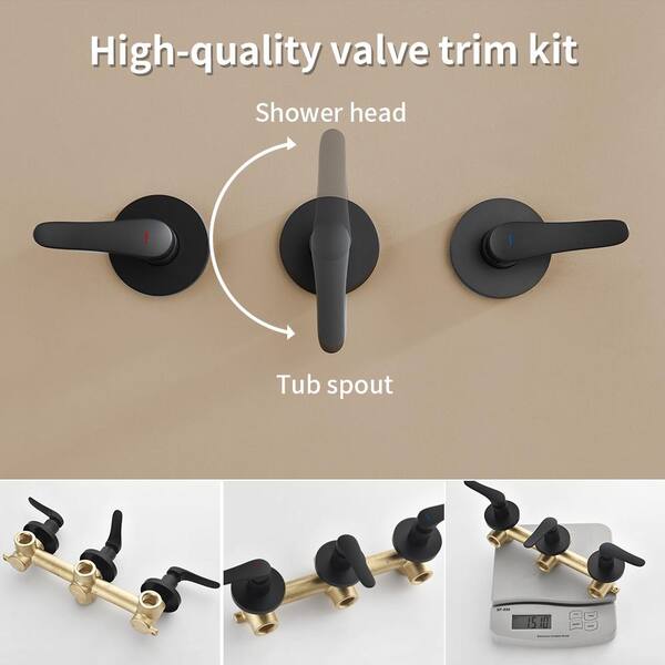 FORCLOVER Triple-Handle Wall Mount 5 -Spray Tub and Shower Faucet