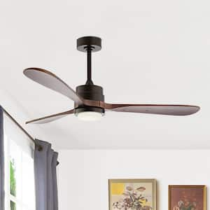 52 in. 3-Blade Indoor Oil Rubbed Bronze LED Ceiling Fan with Light Kit and Remote Control