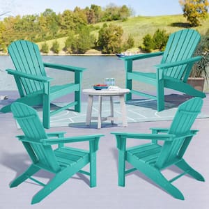 Weather Resistant Blue Recycled Plastic Outdoor Patio Adirondack Chair (Set of 4)