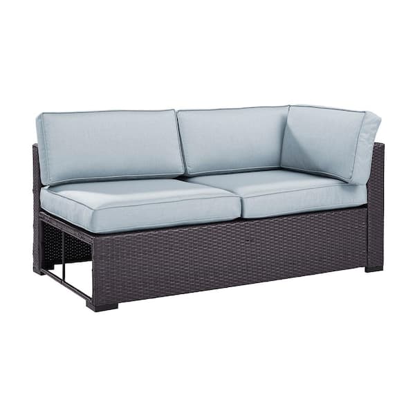 CROSLEY FURNITURE Biscayne Wicker Interchangeable Outdoor Sectional Loveseat with Mist Cushions