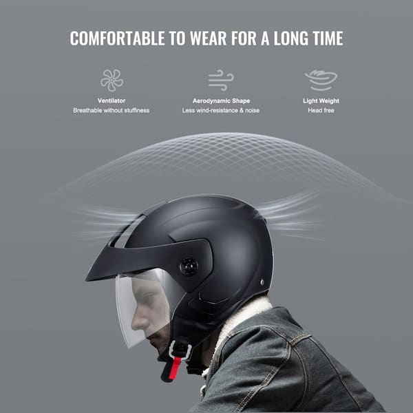 VEVOR Motorcycle Helmet, 3/4-Face, Smart Street ABS and High