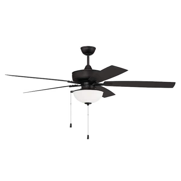 CRAFTMADE Outdoor Super Pro Plus-211 60 in. Indoor/Outdoor Dual Mount Flat Black Ceiling Fan with Optional LED Bowl Light Kit