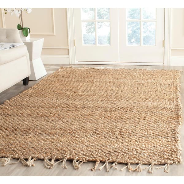 Natural Fiber Beige 9 ft. x 9 ft. Square Solid Area Rug