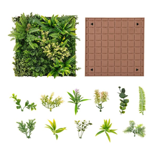 ANGELES HOME 20 in. x 20 in. Hanging Artificial Mixed Faux Plants Living Wall Greenery Hedge, Indoor/ Outdoor