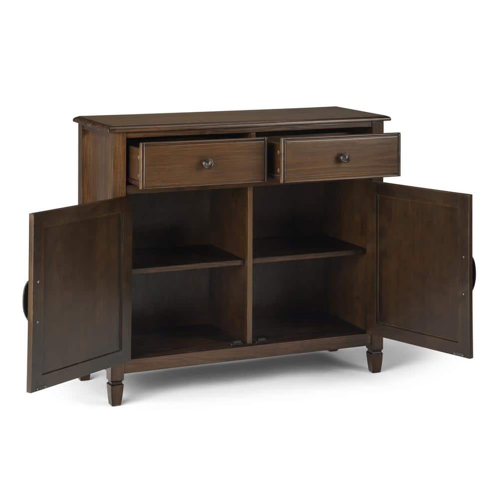Rustic Natural Aged Brown Pine Accent Cabinet with Adjustable Shelving