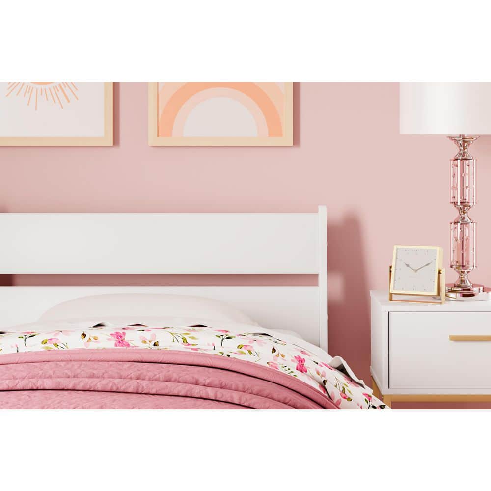 Matte White Twin Wood Panel Headboard