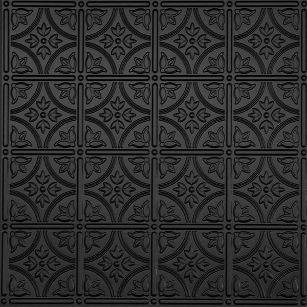 Global Specialty Products Dimensions 2 ft. x 2 ft. Matte Black Tin Ceiling Tile for Refacing in T-Grid Systems