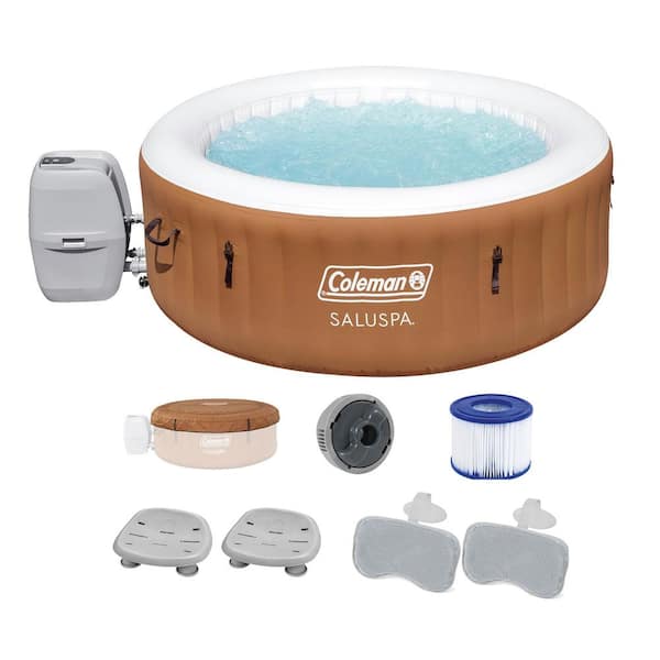 Coleman SaluSpa Ponderosa 4-Person 120-Jet Inflatable Hot Tub with Seat (2-Pack) and Headrest Pillow (2-Pack)