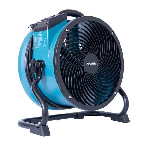 X-39AR 1/4 HP 2 1 00 CFM Variable Speed Sealed Motor Industrial Axial Air Mover Blower Fan with Power Outlets in Blue