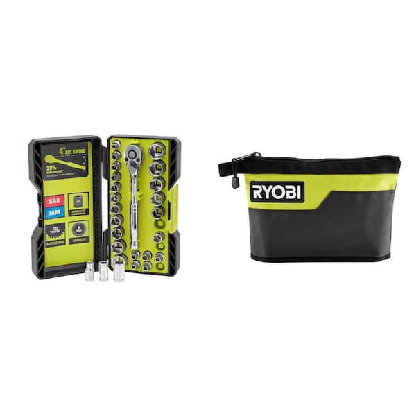 26-Piece 1/4 in. Drive Ratchet and Socket Set with 12 in. Zipper Pouch Combo