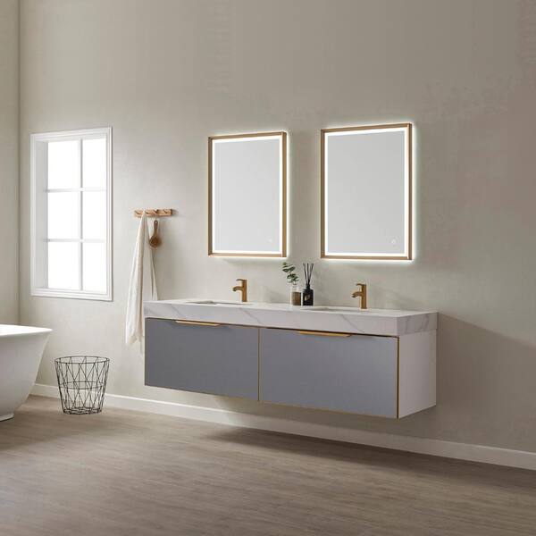 24 Alicante' Single Bathroom Vanity, Glossy White, Radiant Gold