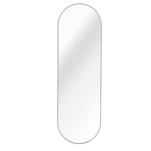 Miscool Anky 20 in. W x 63 in. H Aluminium Alloy Framed Silver Oval Pill Shape Full Length Decorative Accent Wall Mirror