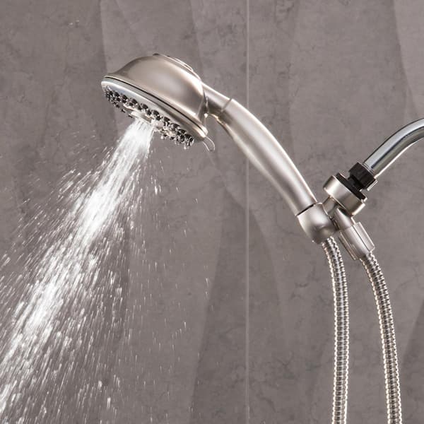 9-Spray 4.5 in. Single Wall Mount 1.8 GPM Handheld Adjustable Shower Head in Brushed Nickel