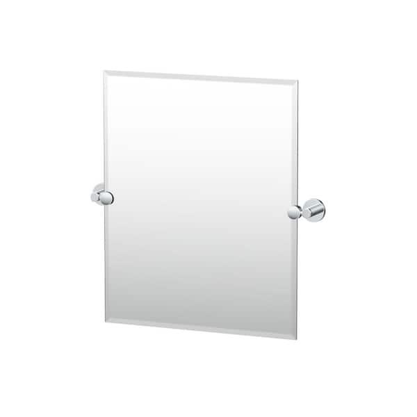 Gatco Reveal 23.38 in. W x 24 in. H Rectangular Frameless Beveled Wall Bathroom Vanity Mirror in Chrome