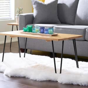 Banyan Honey Brown Wood Rectangular Coffee Table with Hairpin Legs (42 in. W x 17.85 in. H)