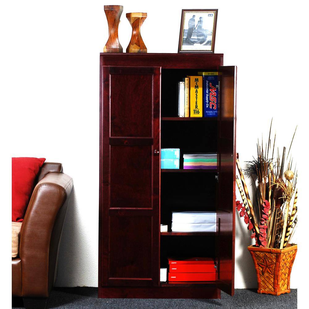 Traditional 60" Wood Storage Cabinet with 4-Shelves in Cherry
