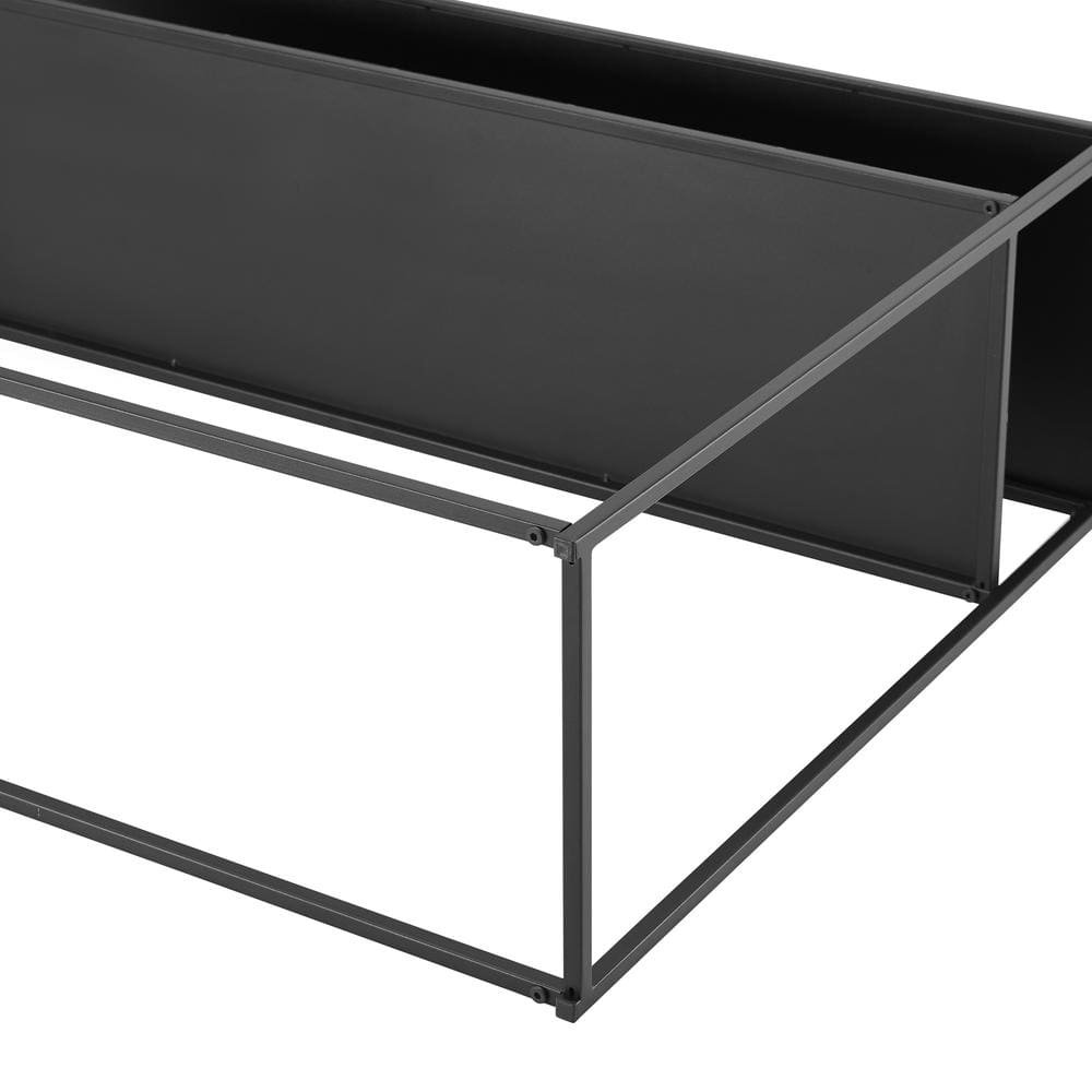 Streamlined Braxton Matte Black Steel Console Table with Storage