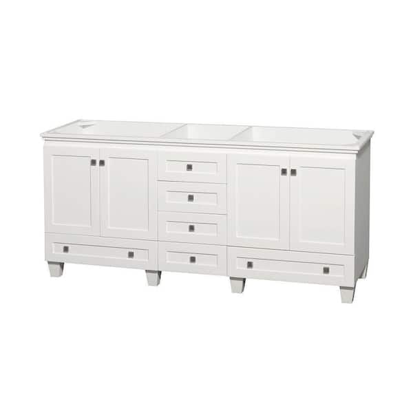 Wyndham Collection Acclaim 72 In, 72 Bathroom Vanity White Cabinet Only