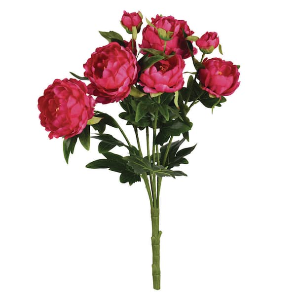 Vickerman 19 in. Fuchsia Artificial Peony Bush Floral Arrangement