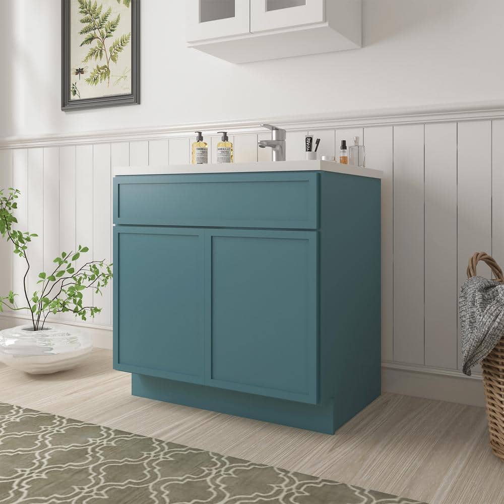 Sea Green Birch Plywood Freestanding Single Base Cabinet, 36"