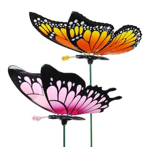 WindyWings Butterflies 2.67 ft. Multi-Color Plastic Garden Stakes (2-Pack)