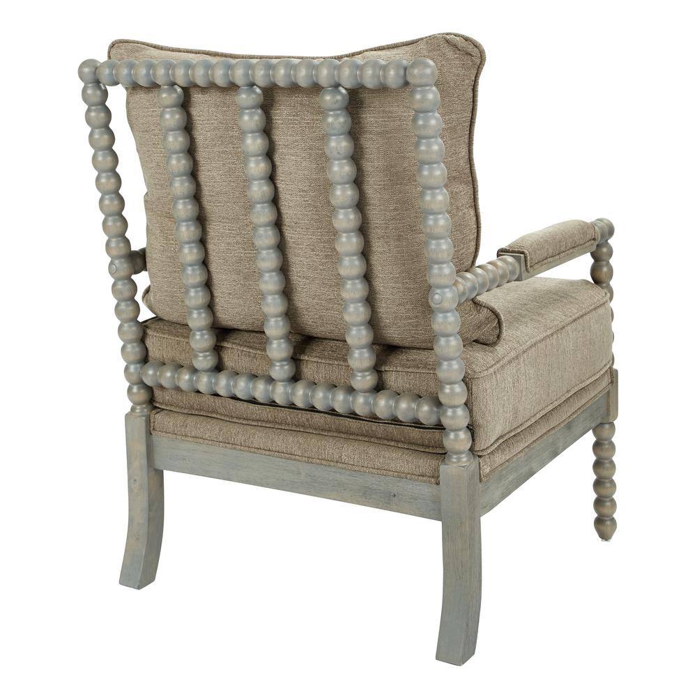 Gray Hardwood Farmhouse Accent Chair with Cushions