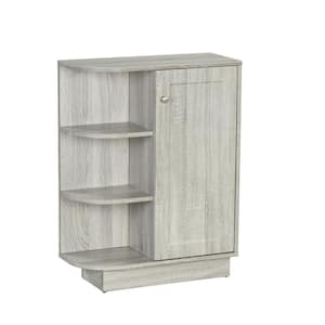 9.7 in. W x 23.6 in. D x 31.3 in. H Clear MDF Freestanding Bath Linen Cabinet with Open Style Shelf