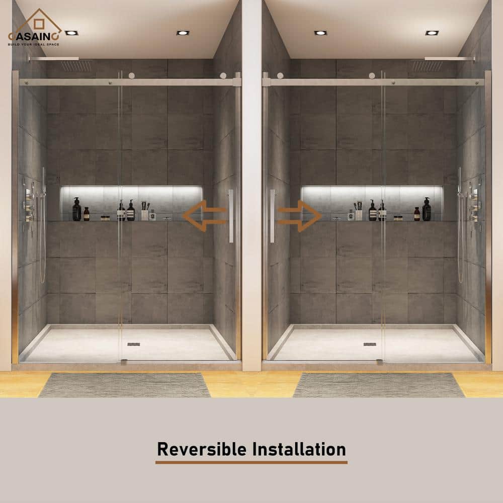Nickel 48" x 76" Frameless Sliding Shower Door
